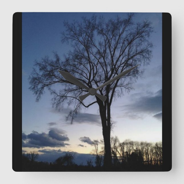 Träd vid Vägglåset i Twilight Fyrkantig Klocka (Framsida)