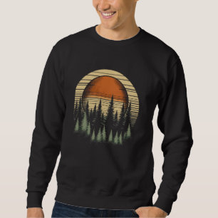 Träd Vilda Djur Natur Retro Skog Lång Ärmad Tröja