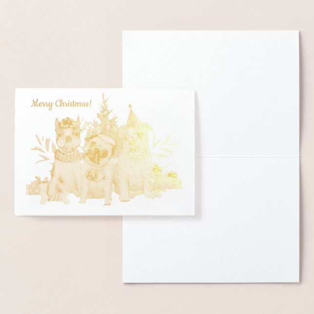 Träd vykort för den gyllene julen hundar (Display)