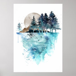 Träd Watercolor Art Poster
