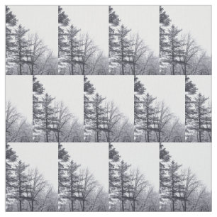 Träd Winter Photo Fabric i snö Tyg