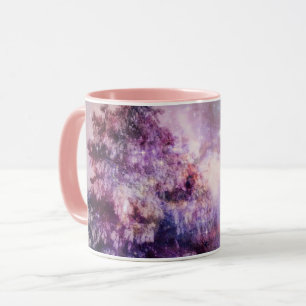 Träd Winter Wonderland Rosa Lila Art Mugg Kopp