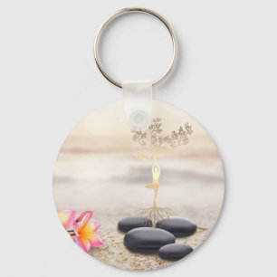 Träd Women Silhouette Zen Stones Nyckelring
