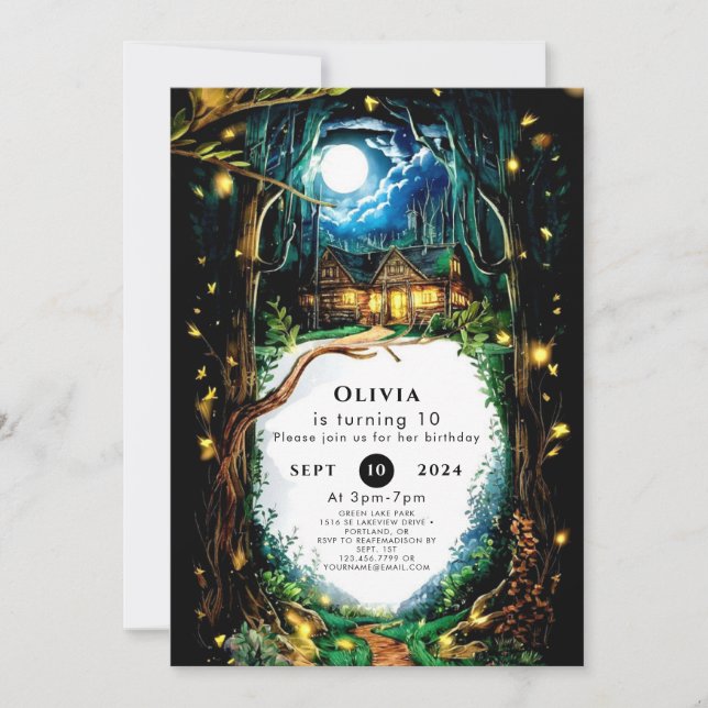 Träd Woodland Birthday Inbjudningar (Framsida)