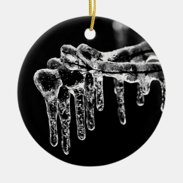 träda in isig vinter julgransprydnad keramik (Framsidan)