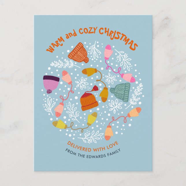 Trådade hattar och vinterställ för Mittens Helg Vykort (Framsida)