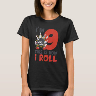 Trädande födelsedag 9 år gammal Bowlareare 9:e föd T Shirt