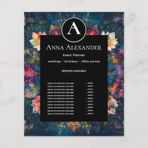 Trådar av ljus Blommig Mandala-design Flygblad