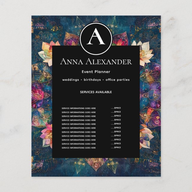 Trådar av ljus | Blommig Mandala-design Flygblad (Framsidan)