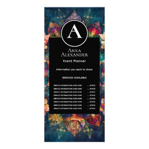 Trådar av ljus Blommig Mandala-design Reklamkort