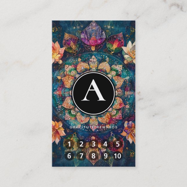 Trådar av ljus | Blommig Mandala-design Visitkort (Framsida)