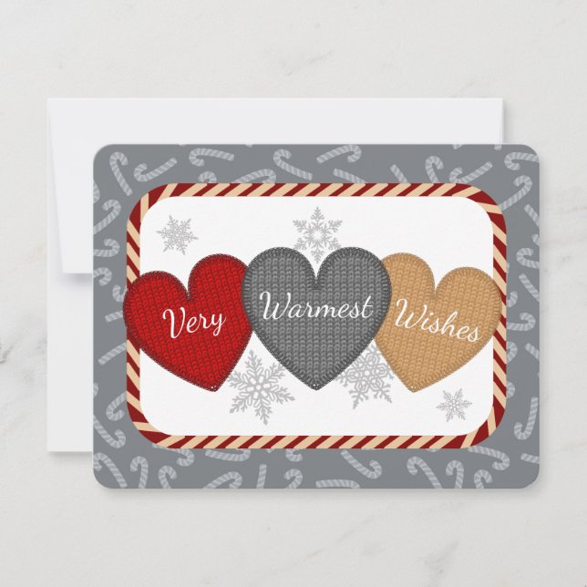 Trådarhjärtan av trikå jul julkort (Framsida)