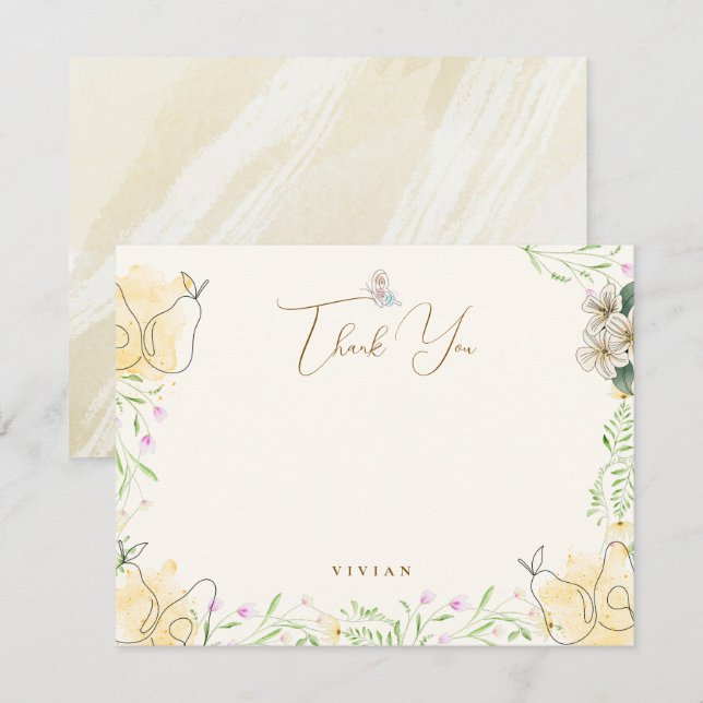 Trädbebisdusch, tom Blommigt för vattenfärgspets Tack Kort (Fram/baksida)