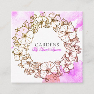 Trädbeklädnad eller floristisk Blommigt Utandnings Fyrkantigt Visitkort