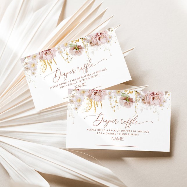 Trädblommor boho diaper raffle biljett tilläggskort (Skapare uppladdad)