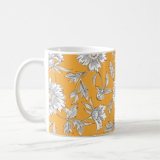 Trädblommor från hand plockade abstrakt. Konturtec Kaffemugg (Vänster)