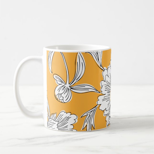 Trädblommor från hand plockade abstrakt. Konturtec Kaffemugg (Vänster)