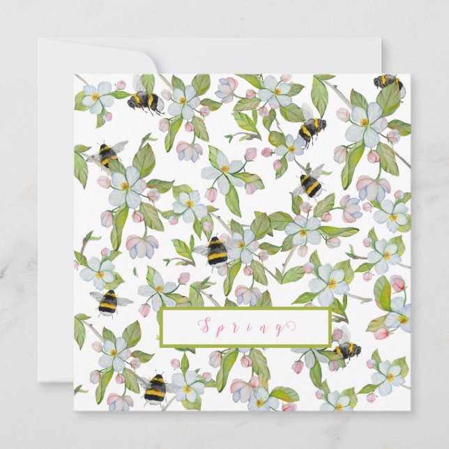 Trädblommor och humlor i vår inbjudningar (Framsida)