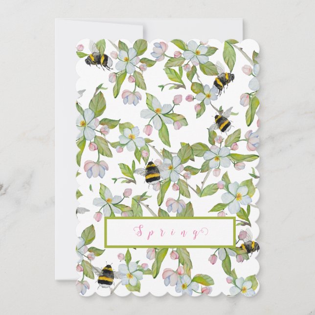 Trädblommor och humlor i vår inbjudningar (Framsida)