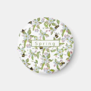 Trädblommor och humlor i vår magnet