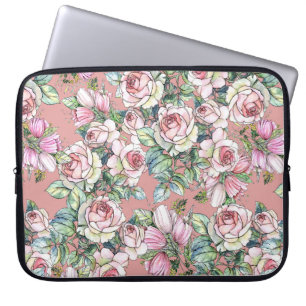 Trädblommor ro med tulpaner målade i vattenko laptop fodral