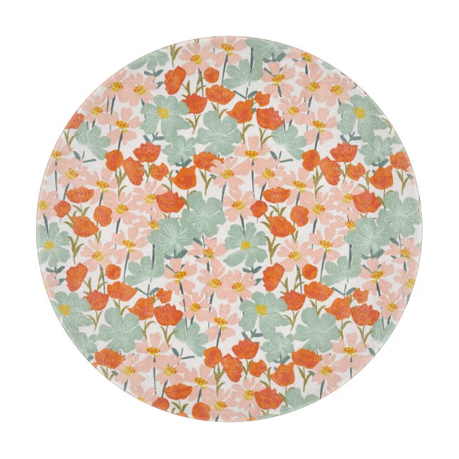 Trädblommor: rosa, orange, sömlös (Framsidan)
