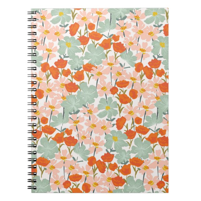 Trädblommor: rosa, orange, sömlös anteckningsbok (Framsidan)