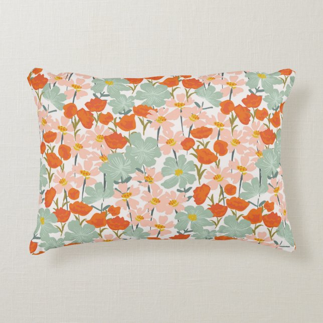 Trädblommor: rosa, orange, sömlös prydnadskudde (Framsidan)
