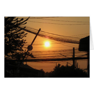 Trådbunden solnedgång ... Krung Thep, Thailand-kor Hälsningskort