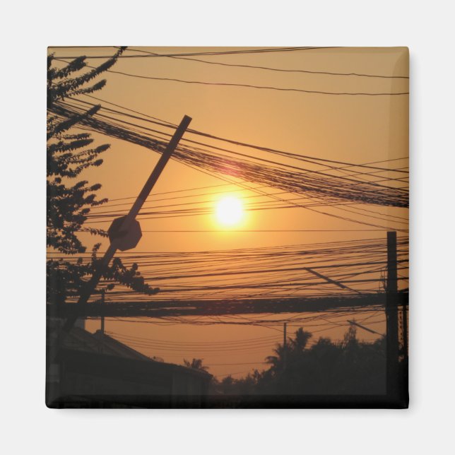 Trådbunden solnedgång ... Krung Thep, Thailand Magnet (Framsidan)