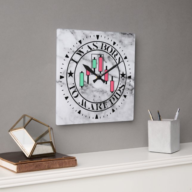 Trade Design | Bearish pattern Marble | Pips Fyrkantig Klocka (Kontor)