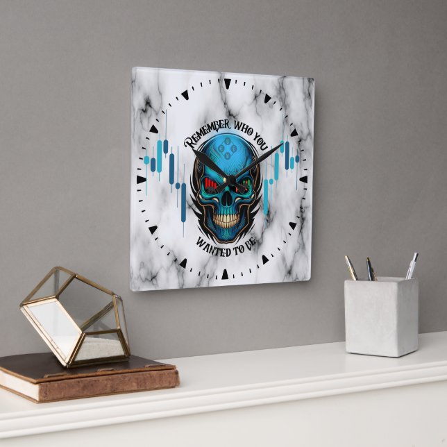 Trade Motivation | Skull N Marble | Remember  Fyrkantig Klocka (Kontor)