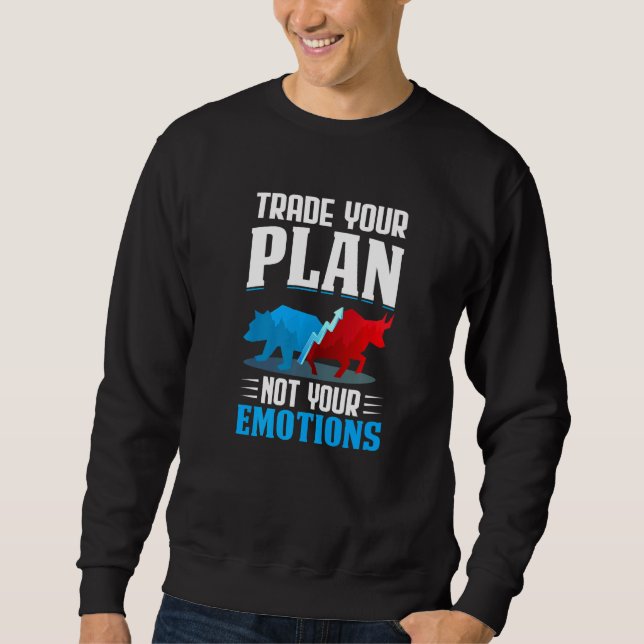 Trade Your Plan Not Your Emotions Trader Stock Mar Lång Ärmad Tröja (Framsida)