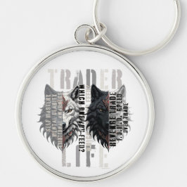 Trader life | Wolf | Both sides Rund Silverfärgad Nyckelring