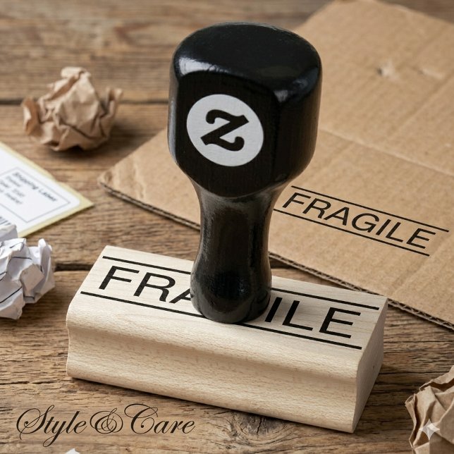 Trädesign för ömtålig hantering gummistempel stämpel (Wooden Fragile Handling Rubber Stamp Design)