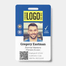Tradesman Photo ID Vaccine QR Blue Badge