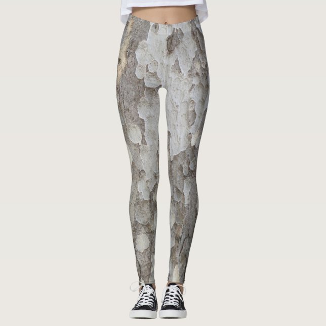 Trädets barkmönster klassisk rund dekal leggings (Framsida)