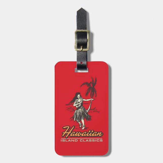 Tradewinds Hawaiian Island Hula Girl Bagagebricka (Vertikal Framsida)