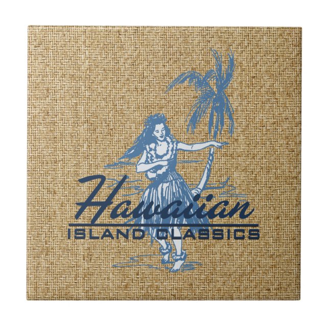 Tradewinds Hula Girl Hawaiian Tile Trivet Kakelplatta (Framsidan)