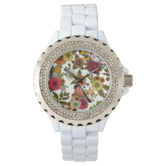 Trädfåglar och blommor 1 armbandsur (Framsida)