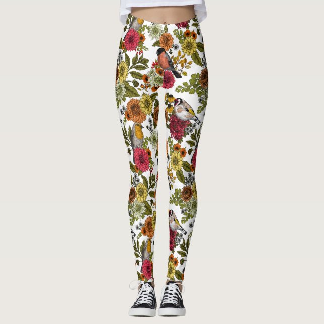 Trädfåglar och blommor 1 leggings (Framsida)