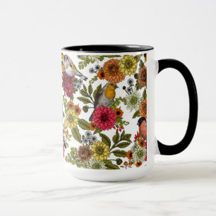 Trädfåglar och blommor 1 mugg