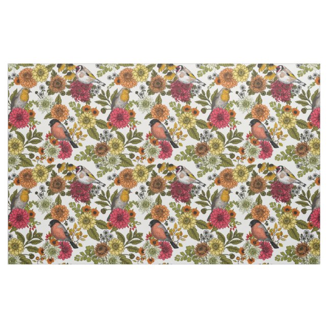 Trädfåglar och blommor 1 tyg (Fat Quarter)