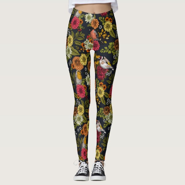 Trädfåglar och blommor 2 leggings (Framsida)