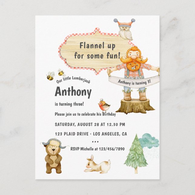 Trädfällare Födelsedagsfest Vykort (Framsida)