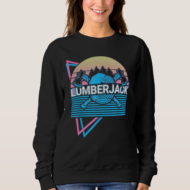 Trädfällare Träarbeten Retro T Shirt (Framsida)