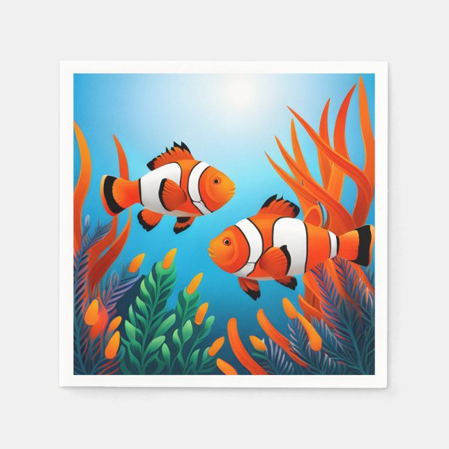 Trädfiske i Sjögräs Pappersservett (Framsidan)