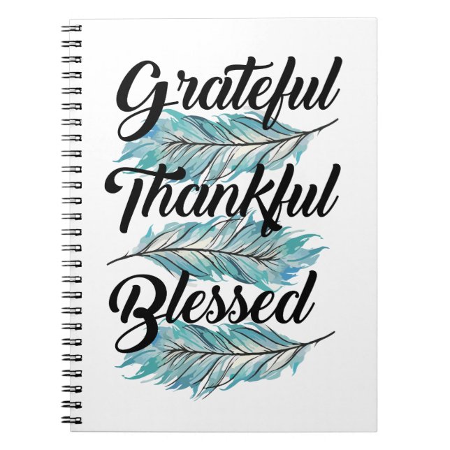 Trädfjädrar tack vare tacksamma välsignade pilar anteckningsbok (Framsidan)