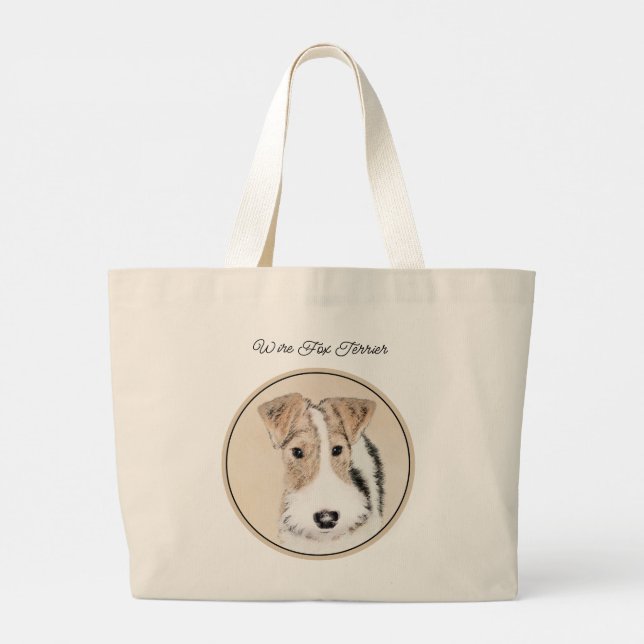 Trådfox Terrier-målarfärg WFT Pet-Hund Art Jumbo Tygkasse (Baksida)