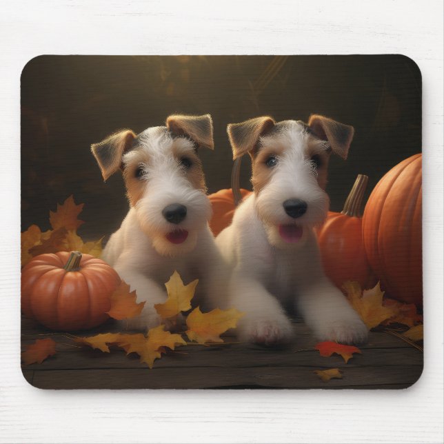Trådfox Terrier Puppy Autumn Delight Pumpkin Musmatta (Framsidan)